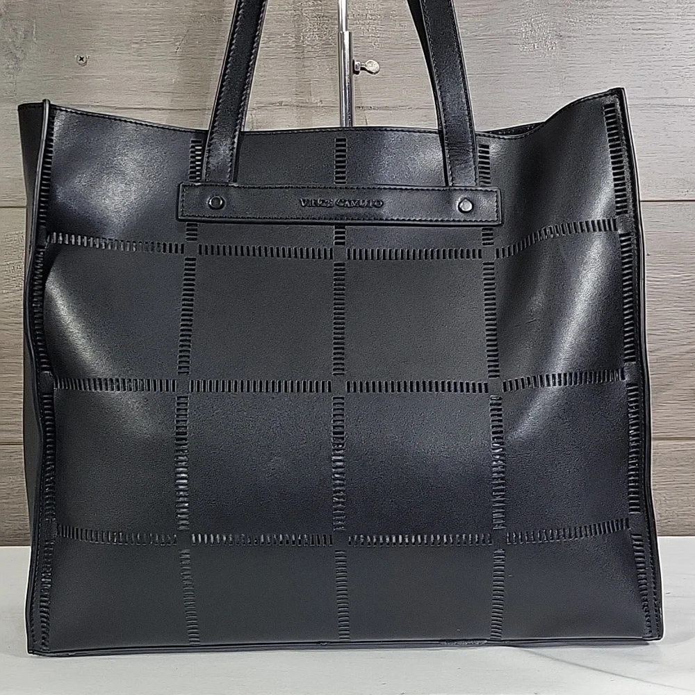 Vince Camuto Black Leather Tote Shoulder Bag Purse